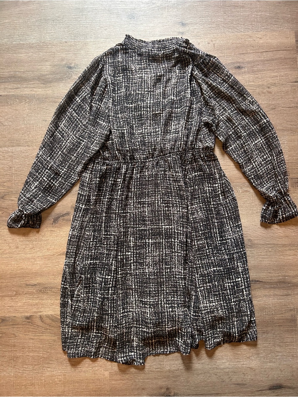 Torrid Dress Womens 00 / M/L Black & White Plaid Mini Mock Neck Ruffle Hem - Picture 10 of 12